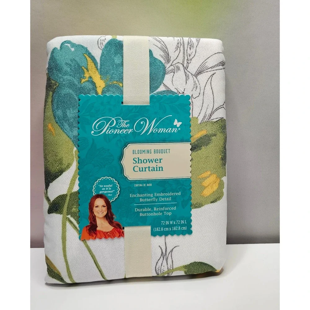 The Pioneer Women Fabric Blooming Bouquet Shower Curtain NWT